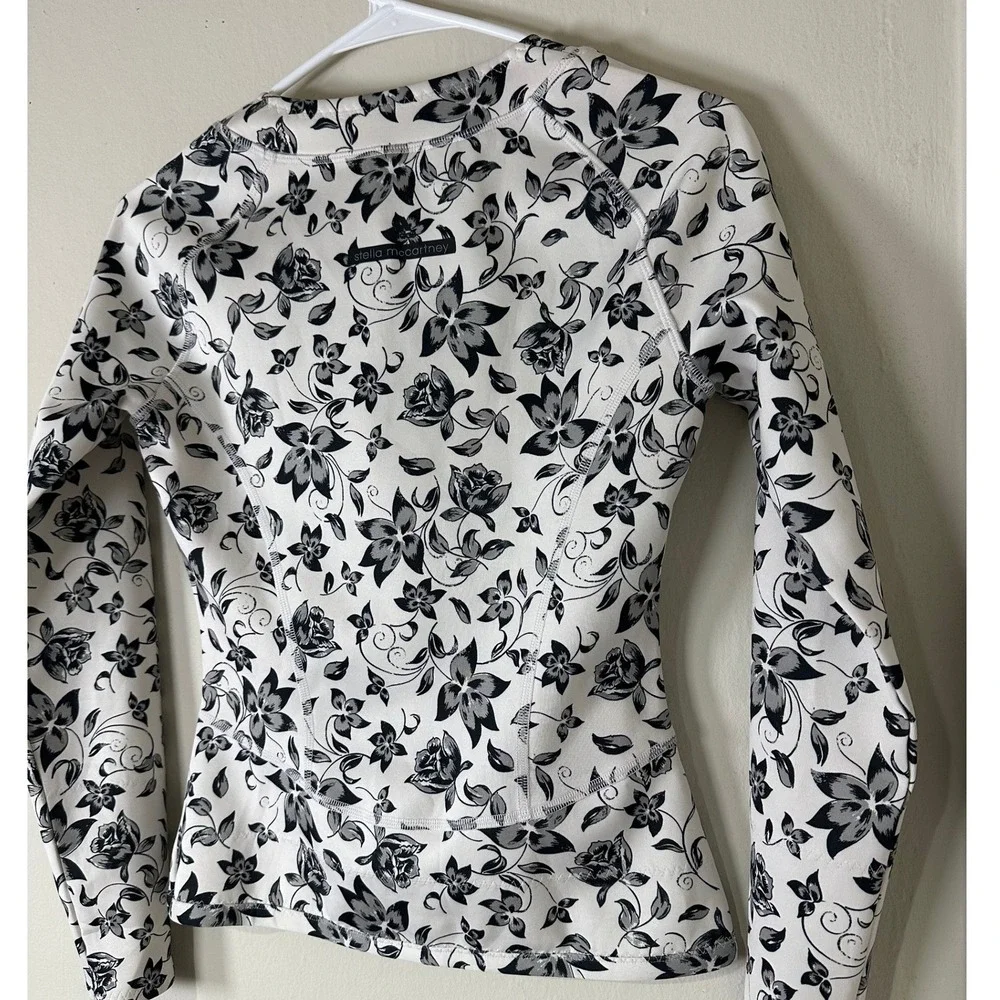 Adidas by Stella McCartney Floral Rash Guard Long Sleeve Swim Top Black White S - Picture 6 of 11